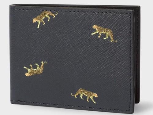 Paul Smith Men's Black 'Leopard' Print Saffiano Leather Billfold Wallet - 第 1/4 張圖片