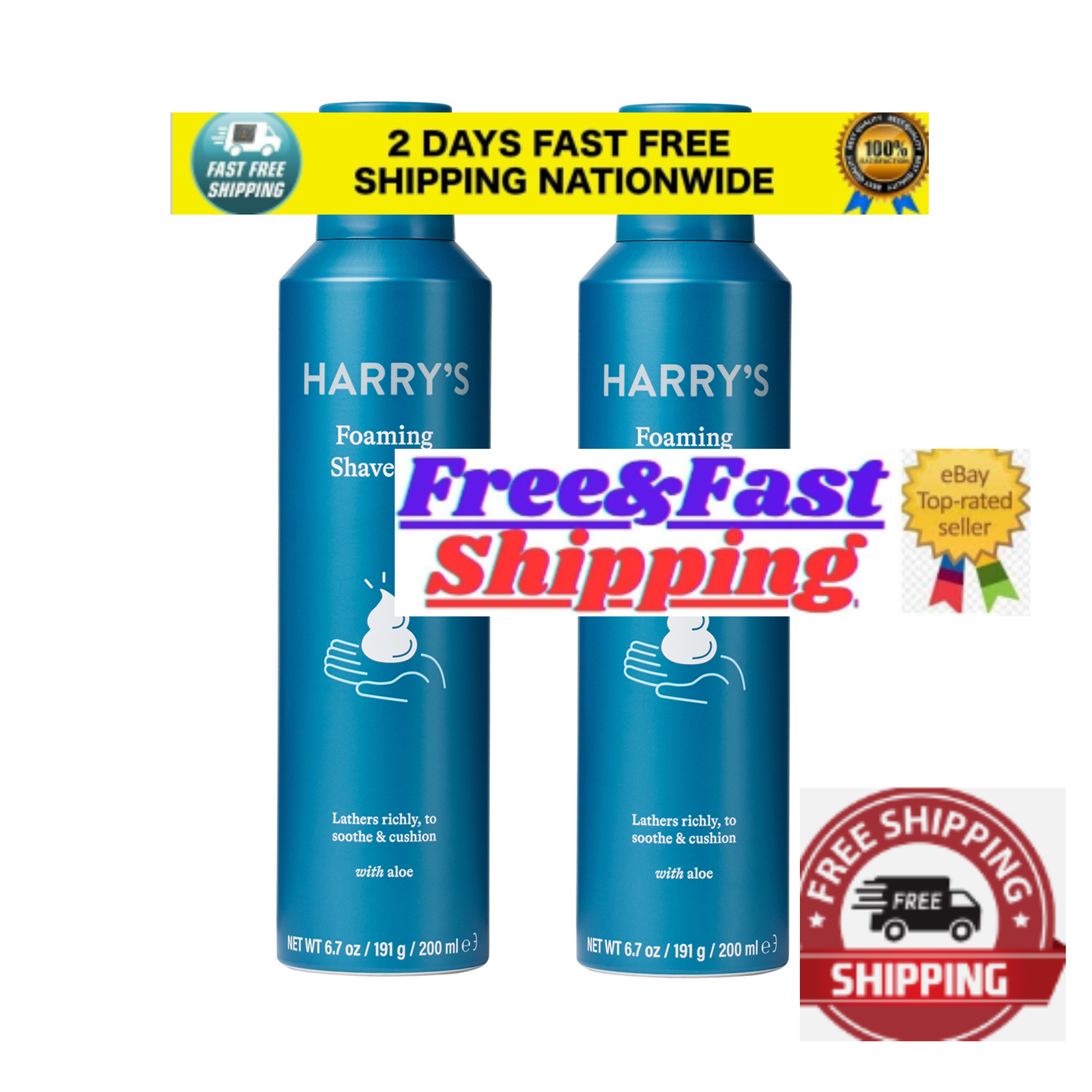Harry's Men's Foaming Shave Gel with Aloe, 6.7 oz, 2 Pack. Free
