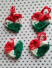 Crochet Christmas Hearts  Set Of 4