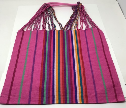 NEW Mexican Striped Woven Tote Bag Handmade Oaxaca Mexico - Picture 2 of 4