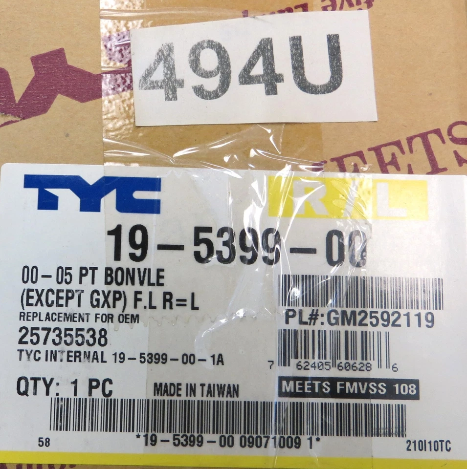 Pontiac Bonneville 2000-2005 nuevo, etc. Luz antiniebla izquierda=derecha TYC # 19-5399 Foto 4 de 4