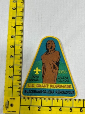 1986 US GRANT PILGRIMAGE Boy Scout Rendezvous Large Patch Blackhawk Council