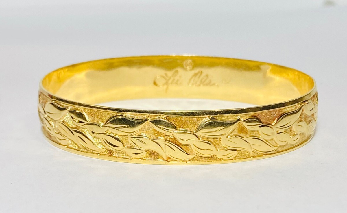 Lei Ola 14K Yellow Gold Hawaiian Maile Leaf 12mm 7.25