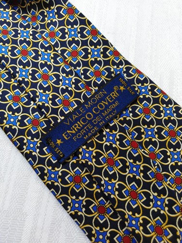 Enrico Coveri Venue Morin 100% Silk Tie Necktie Italy Vintage - Picture 5 of 6