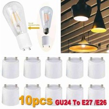 10Pcs GU24 To E26/E27 LED Light Bulb Adapter Converter Standard Screw-in Socket