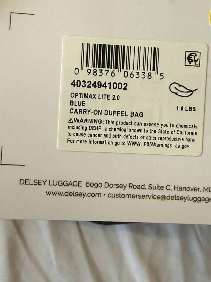 Nuevo Delsey Optimax Lite 2.0 Bolsa de Lona de Mano Azul 18" Foto 4 de 4