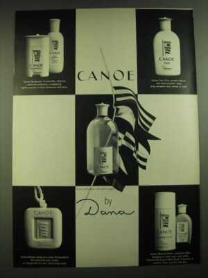 1968 Dana Canoe Advertisement - Deodorant, Talc, After-Shave, Soap, Shaving Foam