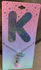 JUSTICE CHARM NECKLACE INITIAL  K  SHIMMERING 17  -20  SUPER CUTE 