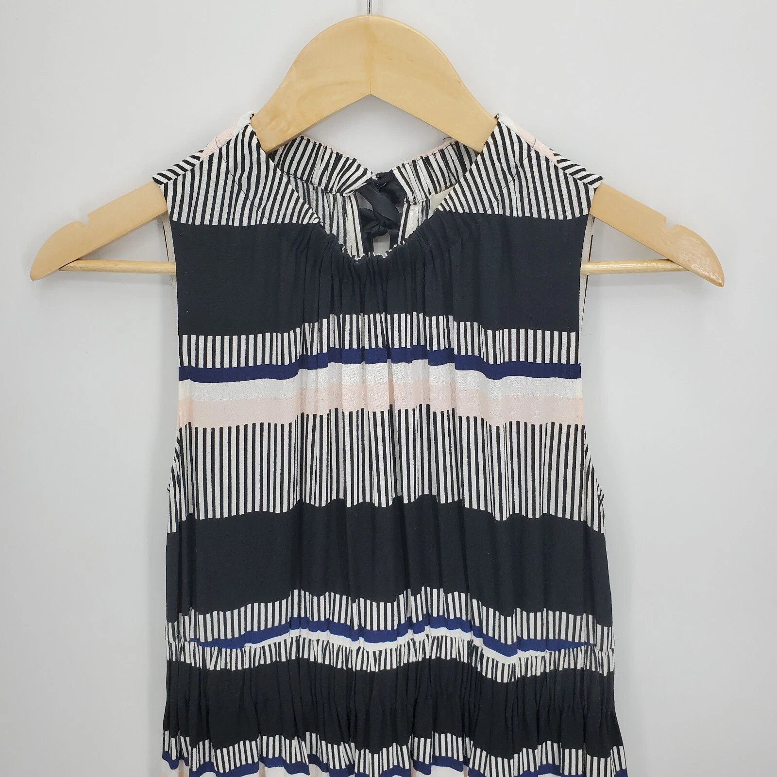 Abito donna Kate Spade a righe baia cravatta schiena collo alto senza maniche taglia 6