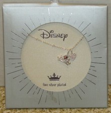 NEW Disney Silver Plated Necklace with Princess Crown  Heart
