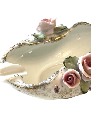 Lefton China Ashtray Floral Rose Bud Hand Painted Porcelain Cigarette Vintage - Picture 4 of 11
