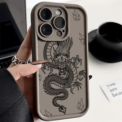 Hülle für iPhone 17 16 15 Pro Max 14 13 12 11 8 Schutz Silikon Dragon Case Cover