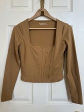 ABERCROMBIE FITCH Women's Super Soft Collection Corset Long Sleeve Tan Size S