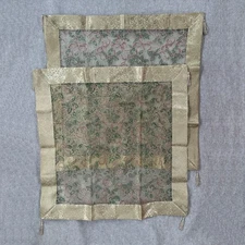 (2) Bella Lux Christmas Gold Bows Sheer Organza Glitter Table Cloth Toppers 33"