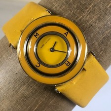 Marc Jacobs Women Casual Flip Yellow Leather Quartz Analog 31mm Watch 6 1/2"