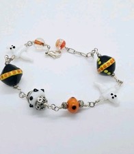 Halloween Ghost Bracelet Silver tone Chunky Adjustable 9 in