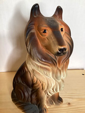Vintage Ceramic Collie Dog Figurine 7 Lassie Sheltie Brown Cream Japan Style