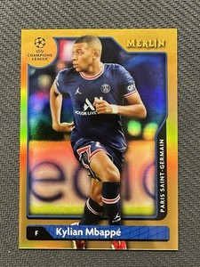 2022 Topps Merlin Champions League Kylian Mbappe Gold Refractor /50 PSG