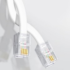 RJ9 to RJ9 Telephone Cable White  ADSL Modem Phone Line