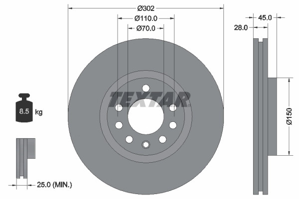 2Er-Set 2Er Set Bremsscheibe Textar 92118303 Opel 569004 Saab 9191247-image