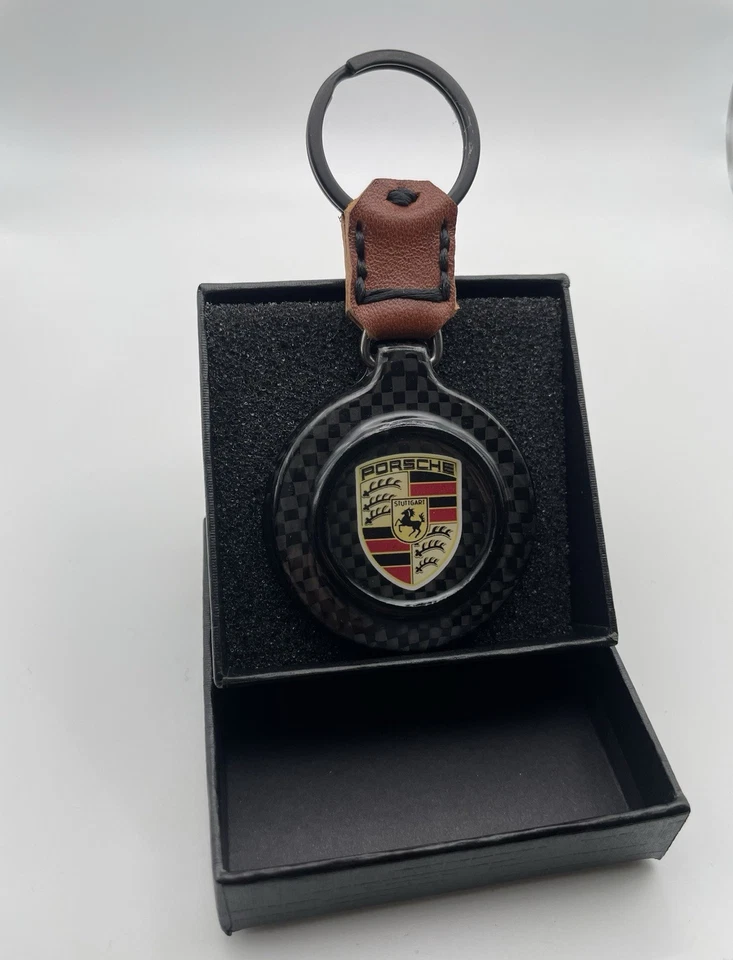 Portachiavi Porsche In Fibra Di Carbonio E Vera Pelle - Immagine 4 di 4