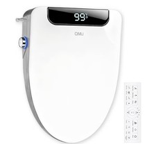 Heated Bidet Toilet Seat Elongated with LED Display  Remote Control QMU