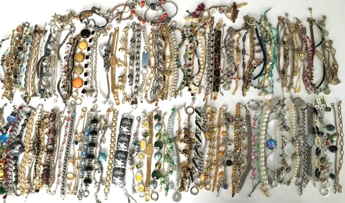 160+ HUGE Vintage Costume to Fashion Jewelry lot Bracelet Tennis Chain Charm