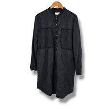 Lou & Grey Black Lyocell Band Collar Utility Shirt Dress Womens Size Medium