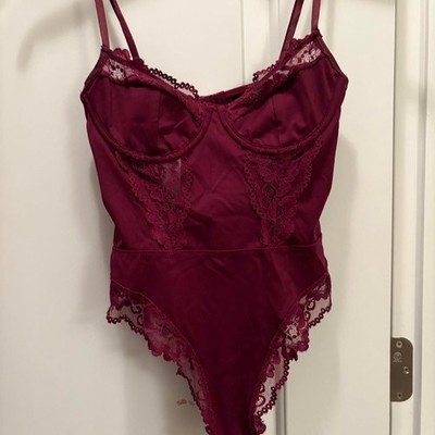 Shein Women's Burgundy and Red Bodysuit