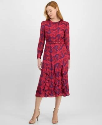 Tahari ASL Womens Belted Cascading Ruffl 196367183125 8 RT $159.0