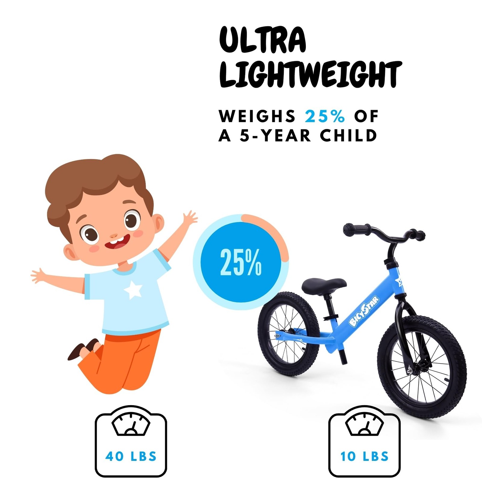 14 Inch Balance Bike for Kids 3-6 Year Old, No Pedals, Air Rubber Tires, Adju... thumbnail 3