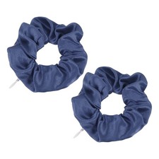 4.33 Inch Zipper Scrunchie, 2 Pcs Silk Satin Hidden Pocket Hair Ties, Navy Blue