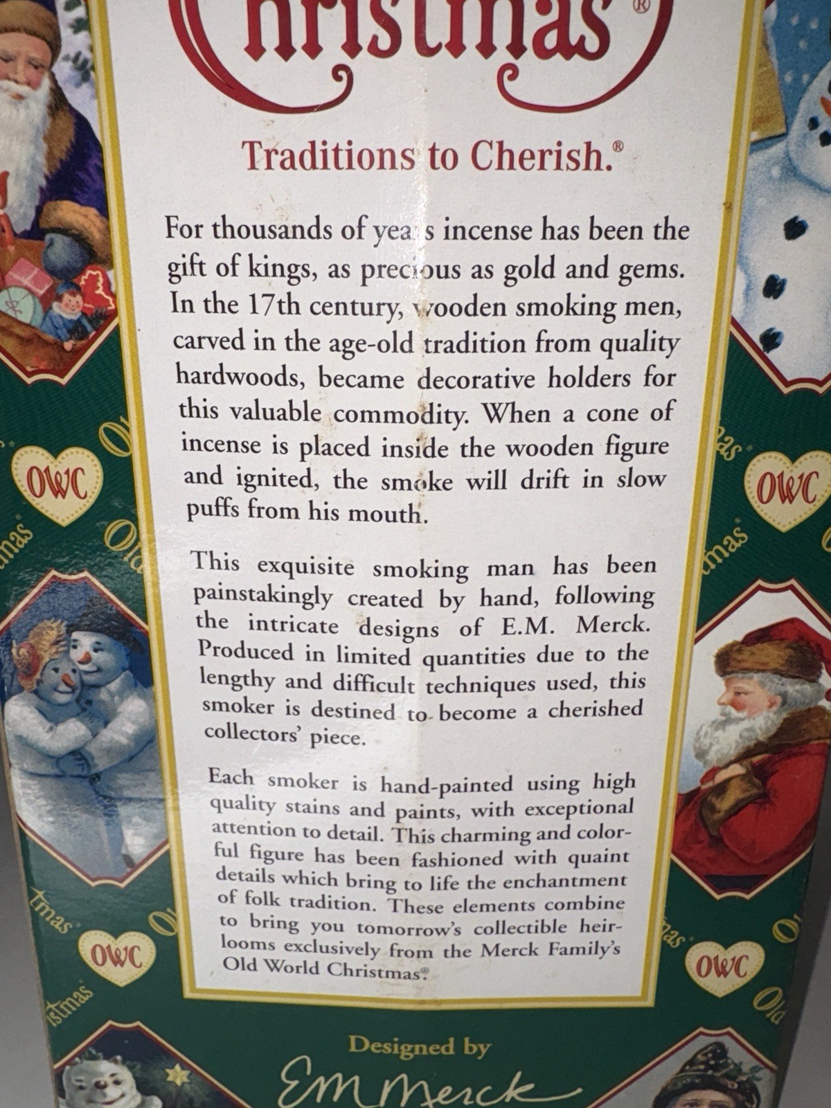 E.M. Merck Old World Christmas Wooden Smoker Santa Incense Burner Vintage READ