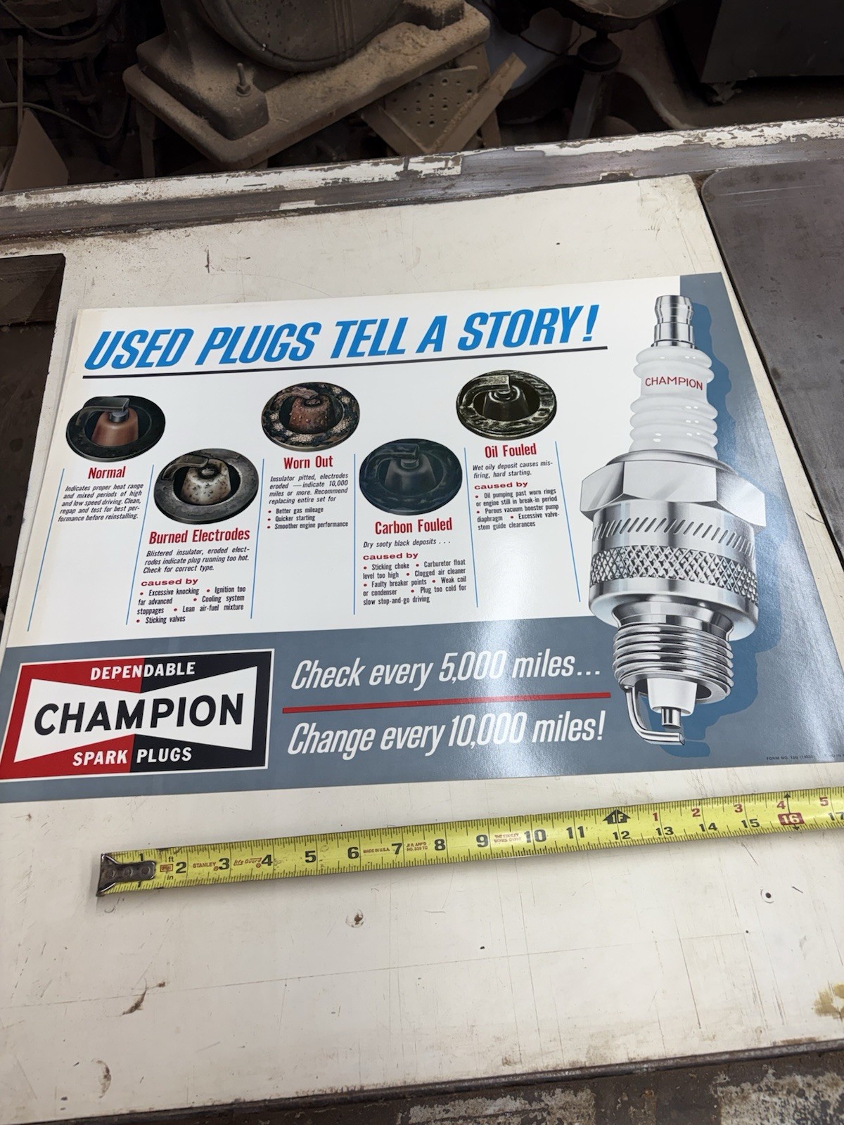 1969 Champion Spark Plug Sign Oil / Gas  Pick Jersey Jon Of American  Pickers
