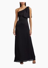 Sachin Babi Bow one shoulder gown,new, chiffon,sz 2,new,black