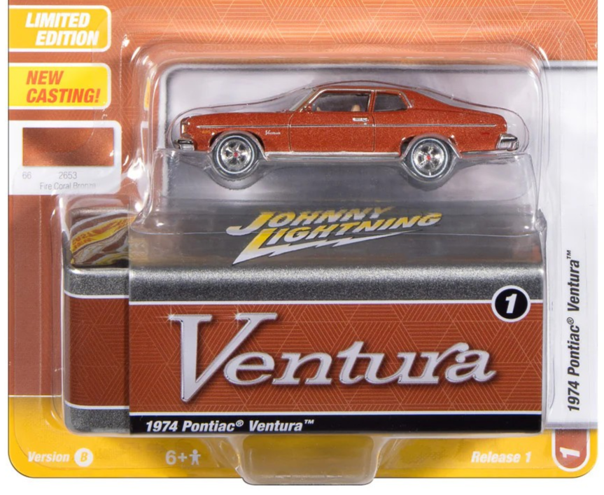 Johnny Lightning Fire Coral Bronze 1974 Pontiac Ventura W/ Storage