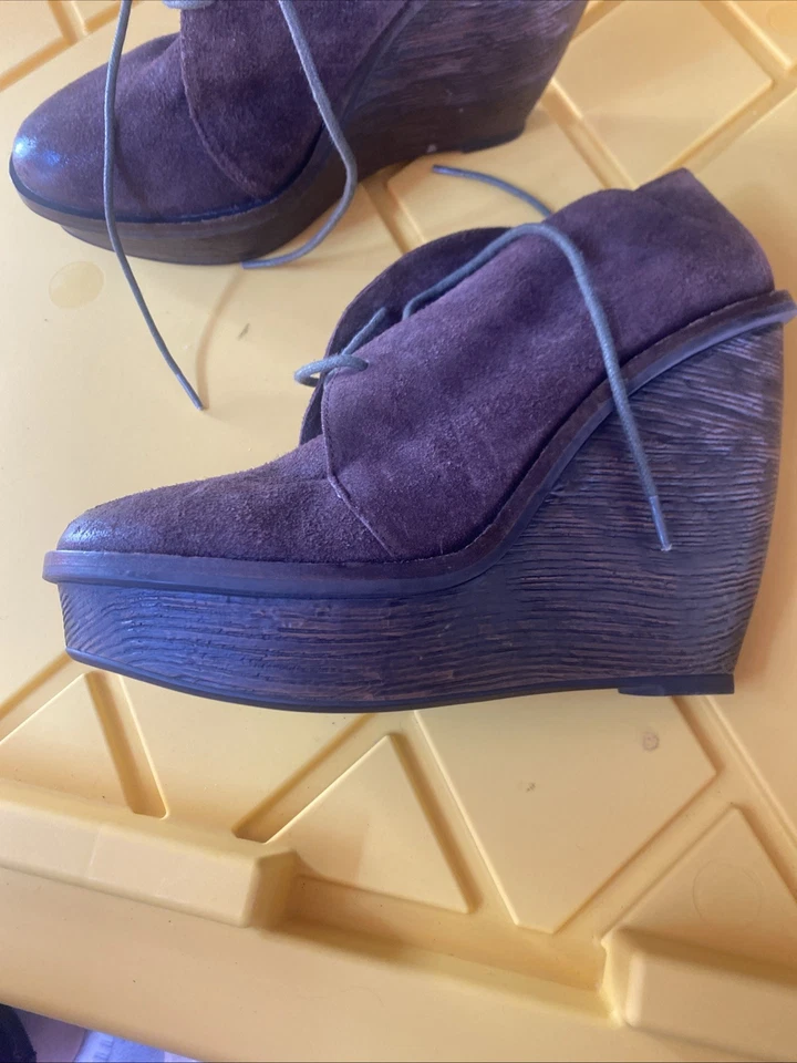 Max Studio Botines Cuero Marrón Cuña Alta Talla 9 Foto 2 de 4