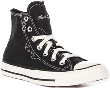 Image of Converse A19056C Hi Top With Lace Up Womens Trainer In Pendants Black UK 3 - 8
