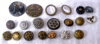 Lot of 20 Assorted Antique Buttons Metal Glass & Mother of Pearl