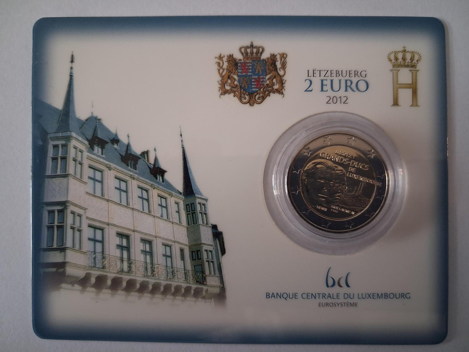 2 EURO COMMEMORATIVE LUXEMBOURG 2012 COINCARD BU GRAND-DUC HENRI & GUILLAUME IV