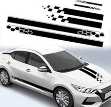 Car Body Sports Racing Stripe Graphic Decal Stickers for Hood Side 002 Black
