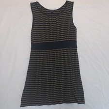 Ladies EXPRESS y2k M Medium Sleeveless Black Gold Stripe Tank Top Short Dress 