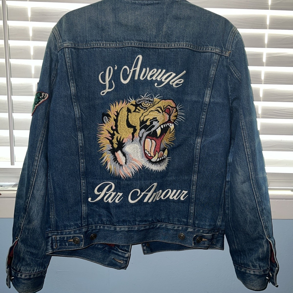 gucci denim jacket tiger embroidery men's small size46 | eBay