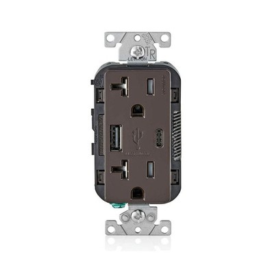 Leviton Type A & Type-C USB In-Wall Charger with 20A Tamper-Res... USA FAST SHIP
