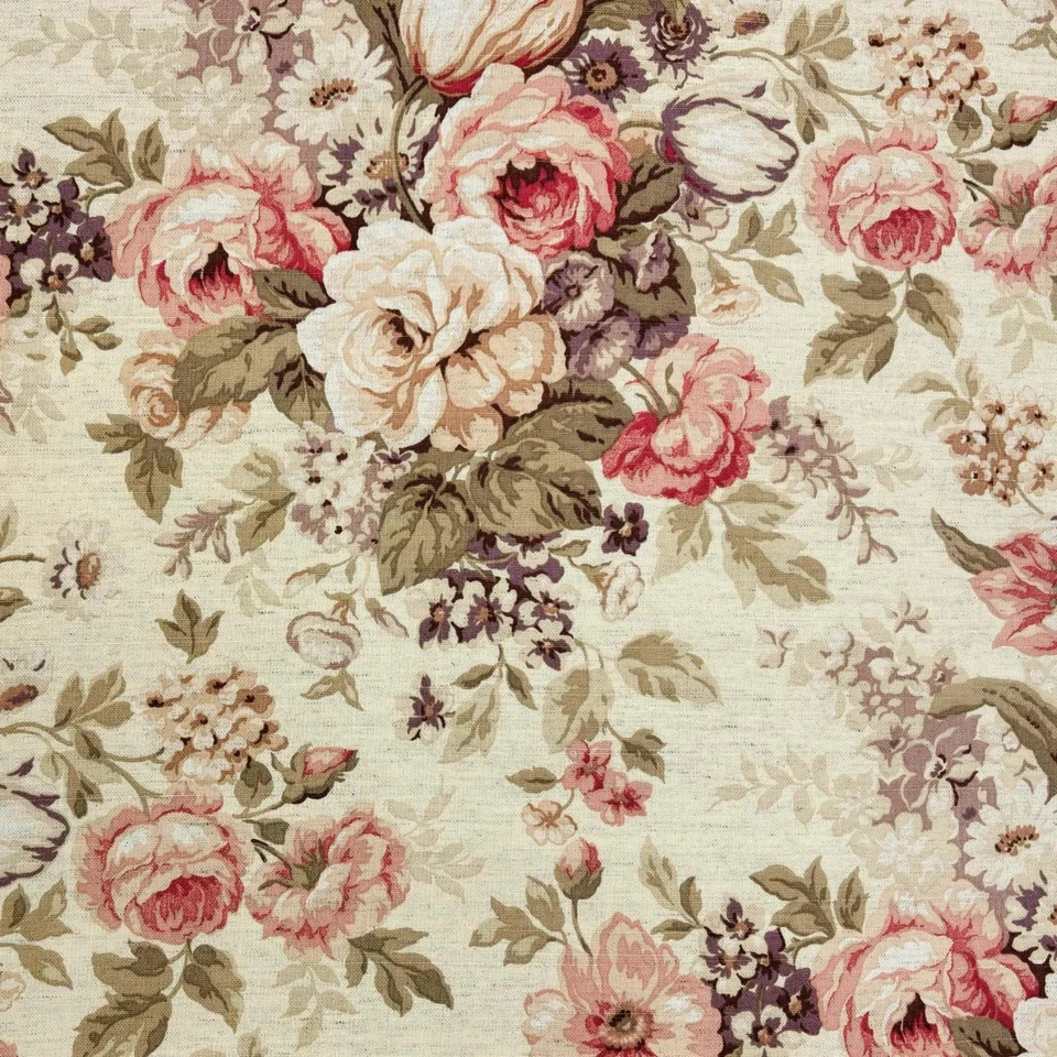 Vintage Mill Creek Raymond Waites TOSCANA Floral PEARL Drapery Sewing Fabric - Image 3 of 4