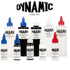 Tattoo Dynamic Ink 1oz 8oz Black, Triple Black, White, Heavy White, Triple White