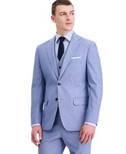 Tommy Hilfiger Mens Modern fit Chambray Suit Jacket Blazer 44 R Blue Solid