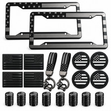 2pcs Black American Flag License Plate Frame 4 Patch 2 Keychain 4 Coaster 8 Caps 2pcs Black American Flag License Plate Frame 4 Patch 2 Keychain 4 Coaster 8 Caps