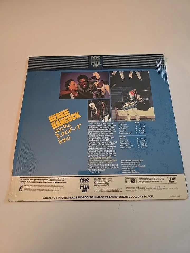 Herbie Hancock and the Rockit Band Laserdisc 1984 Pre Owned Free Shipping  - Image 4 of 4