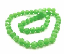 50 Vintage Czech Apple Green Opal Glass Machine Cut Faceted 8mm Round Beads T421